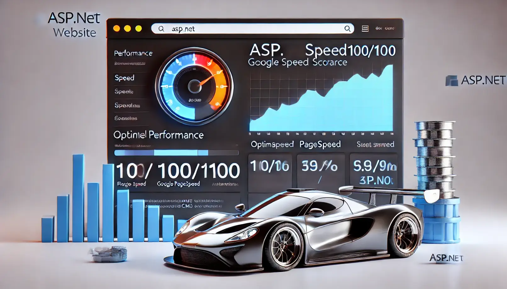Dashboard ASP.NET con Google PageSpeed 100/100, confronto velocità CMS