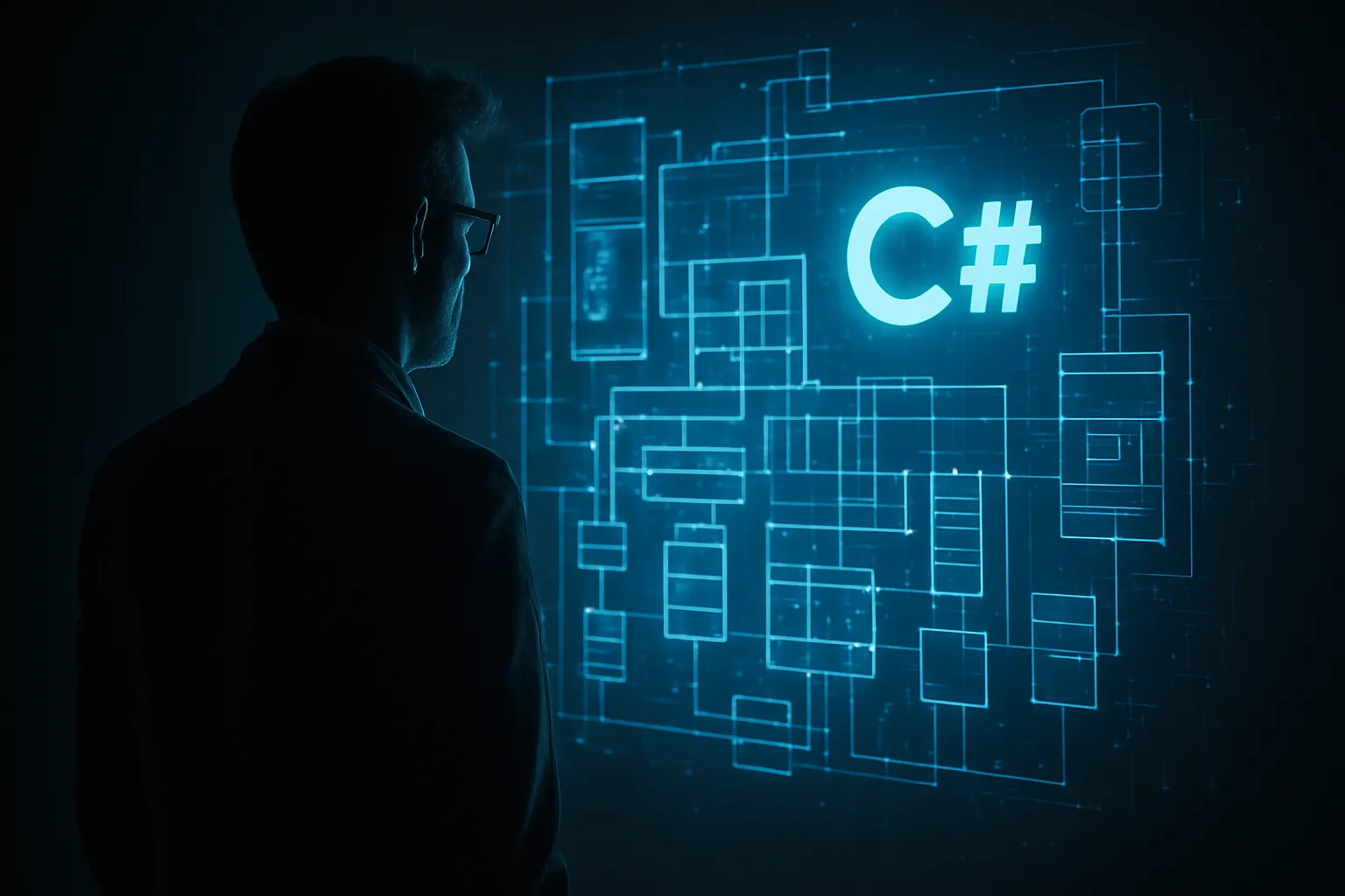 Architetto software e logo del linguaggio di programmazione C#