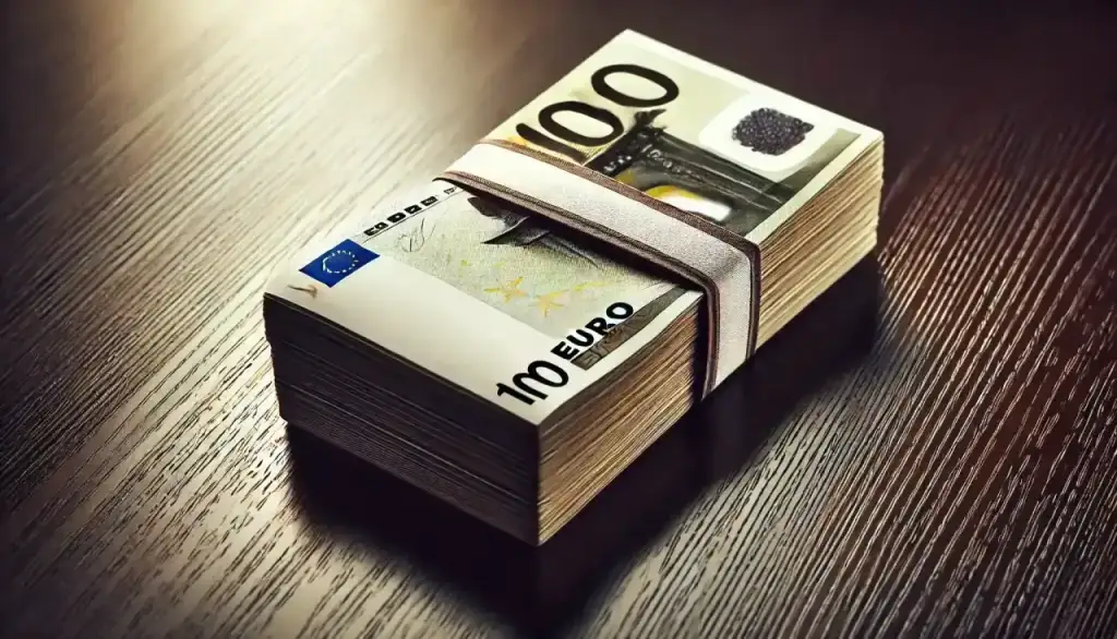 mazzo elegante banconote euro, solidità economica, successo finanziario sviluppatori software