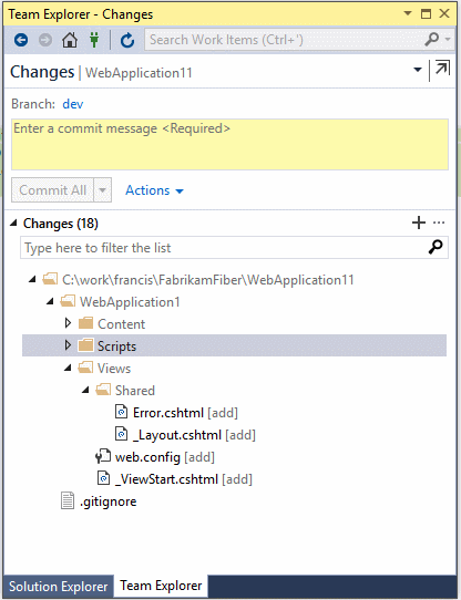 Usare Git da Visual Studio