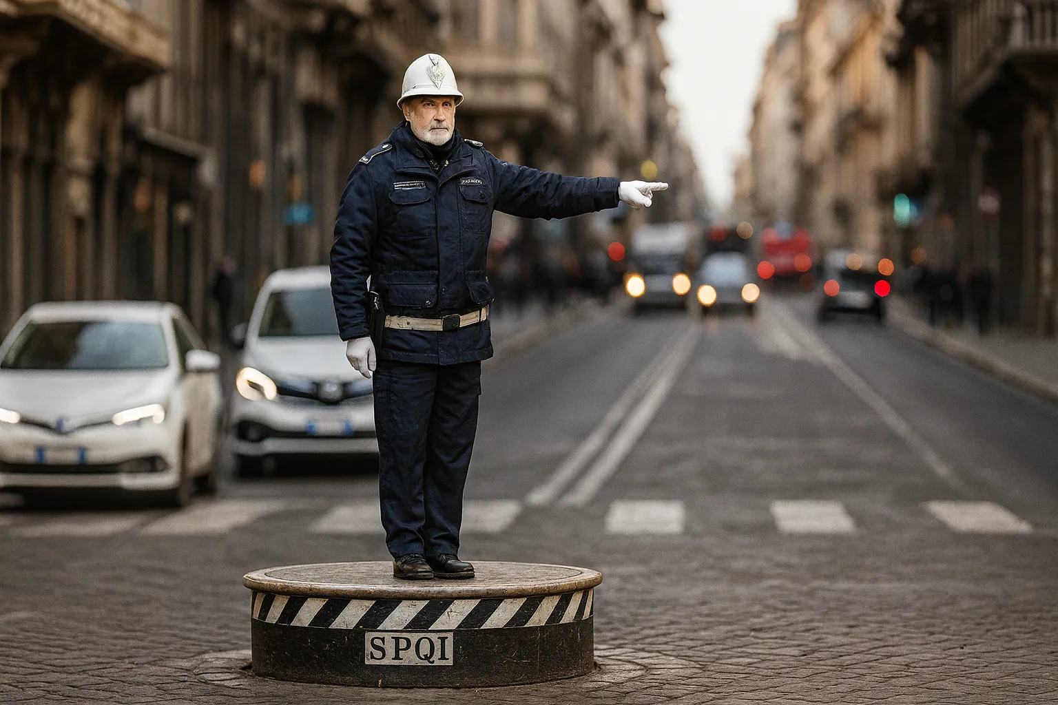 vigile urbano che dirige traffico metafora governo llm copilot .net