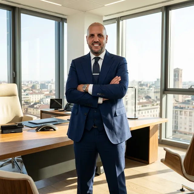 Matteo Migliore confident leadership in a modern office