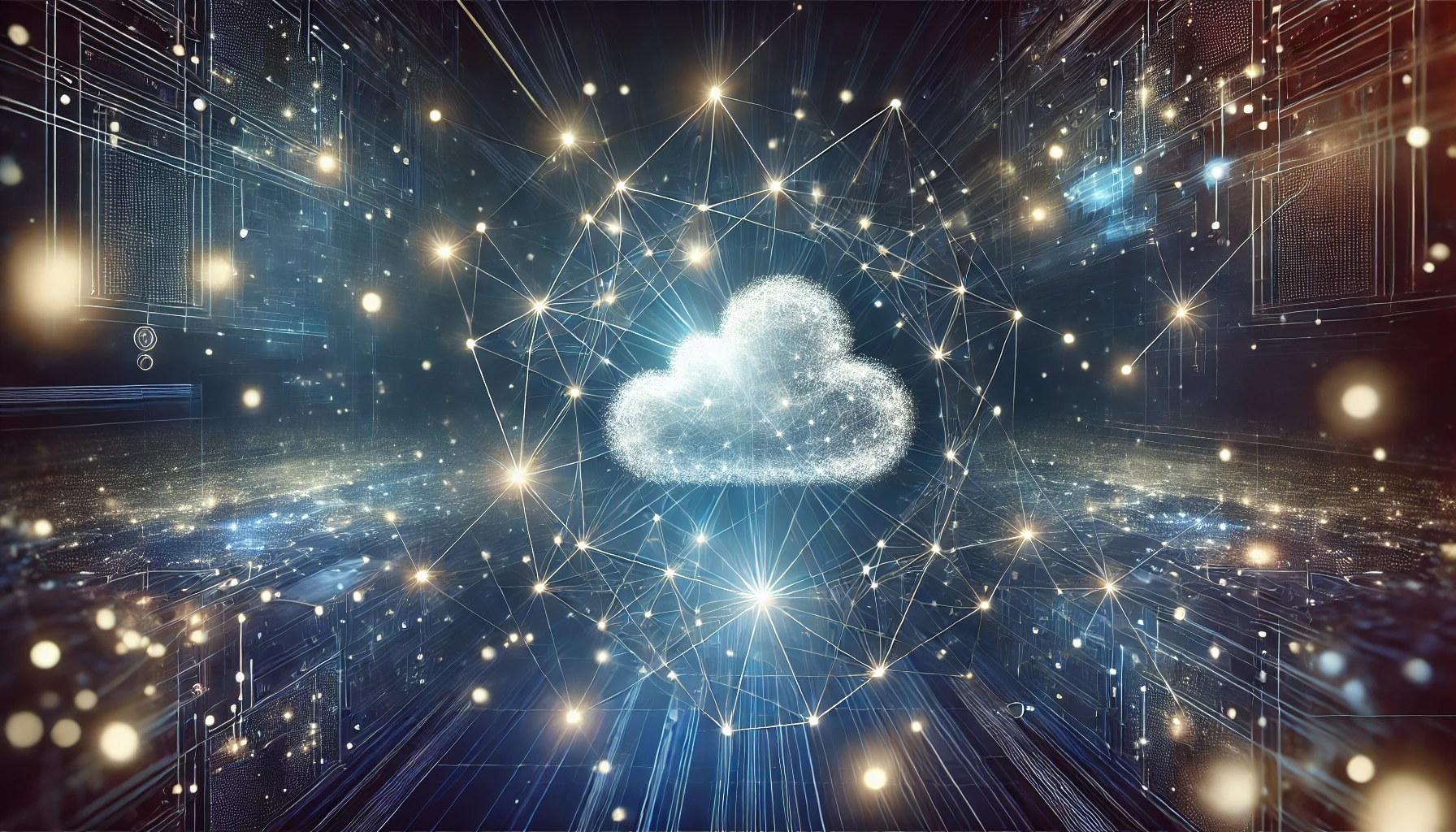 Nuvola con connessioni digitali, simbolo di infrastruttura cloud e innovazione su Azure