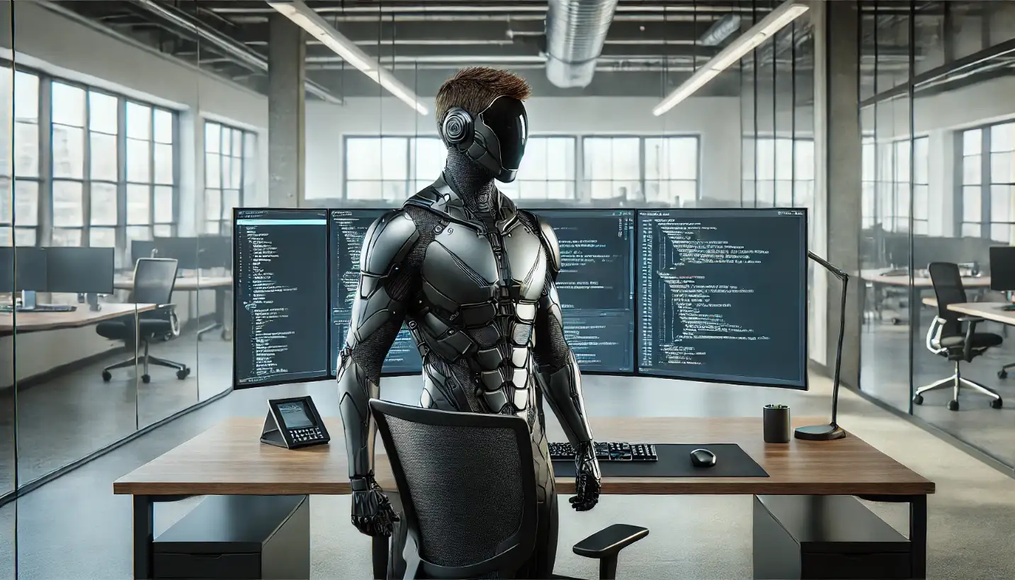 Sviluppatore software cyborg, programmazione avanzata, codice C# .NET, automazione AI