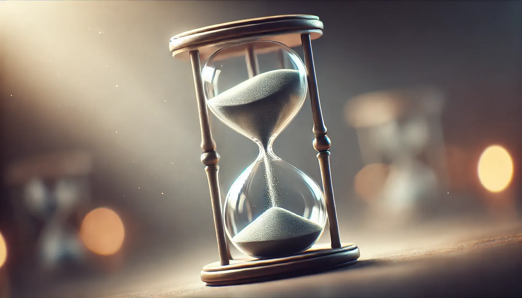 Hourglass that lets the sand fall quickly, a symbol of time passing and the urgency of opportunities