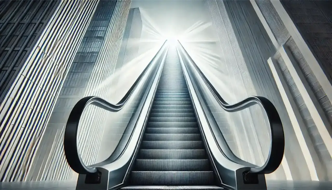 upward escalator, developer career growth, fast advancement to top salaries