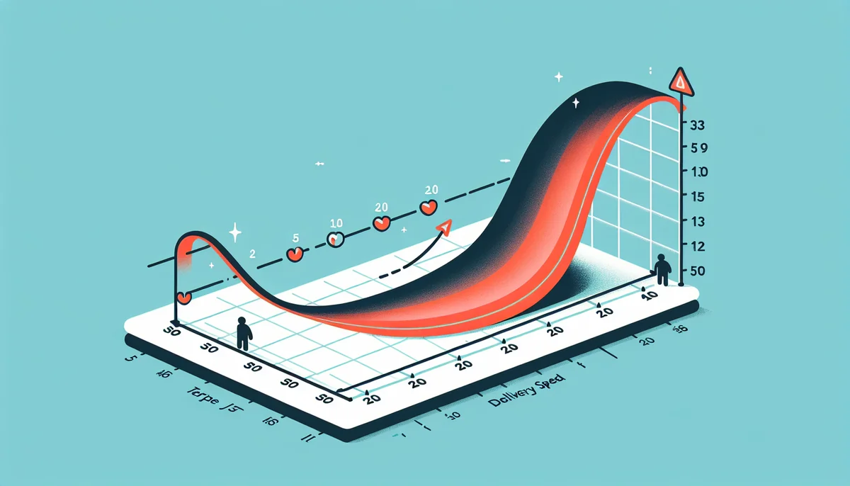 Curve chart showing delivery speed vs development team size