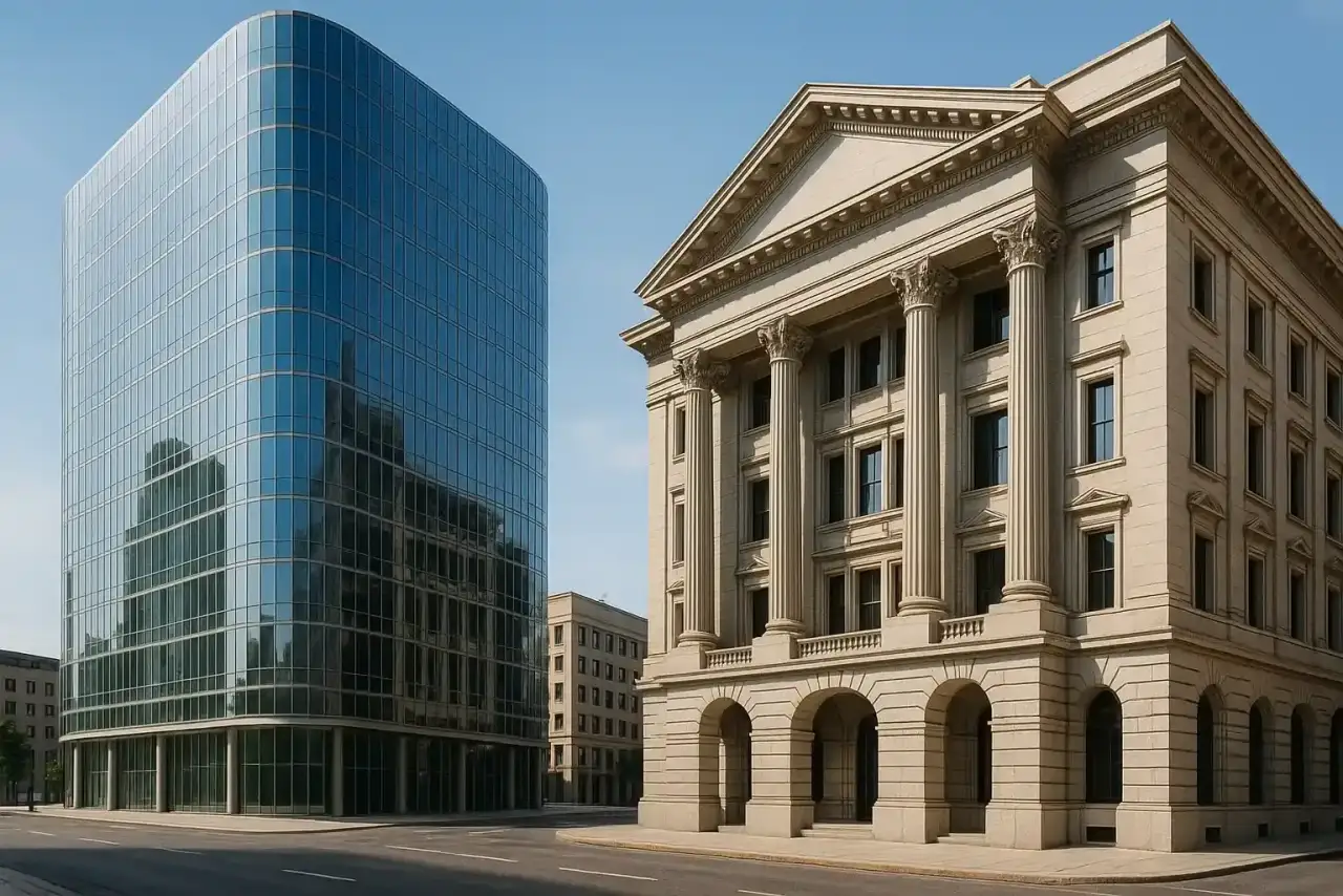 Visual contrast between two views of structure and flexibility in code design.