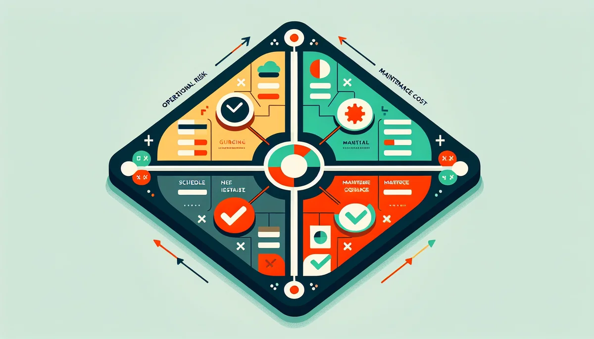 Risk versus cost matrix for legacy software modernization decision: four decision quadrants