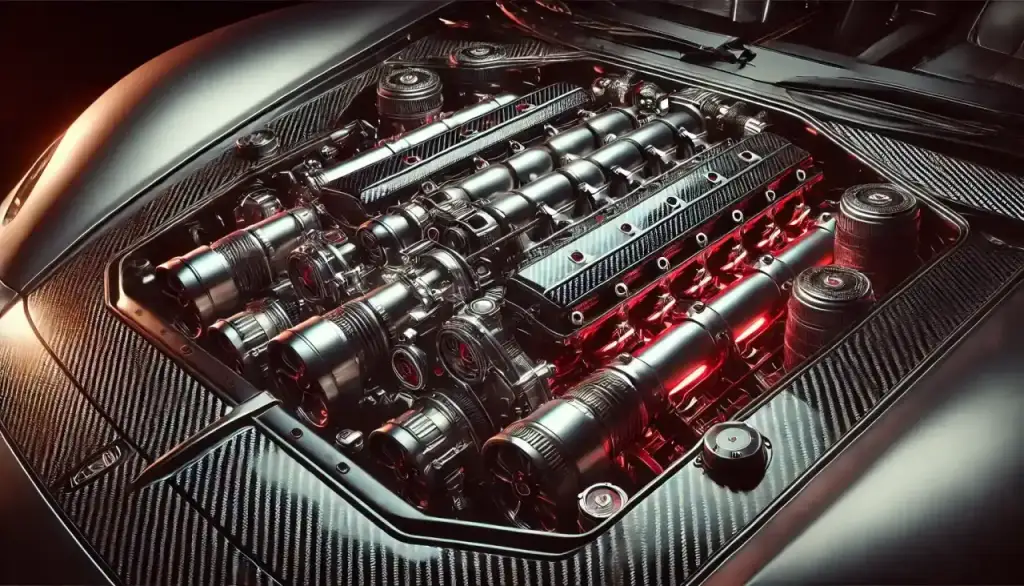 Supercar engine symbolizing the silent power of C#