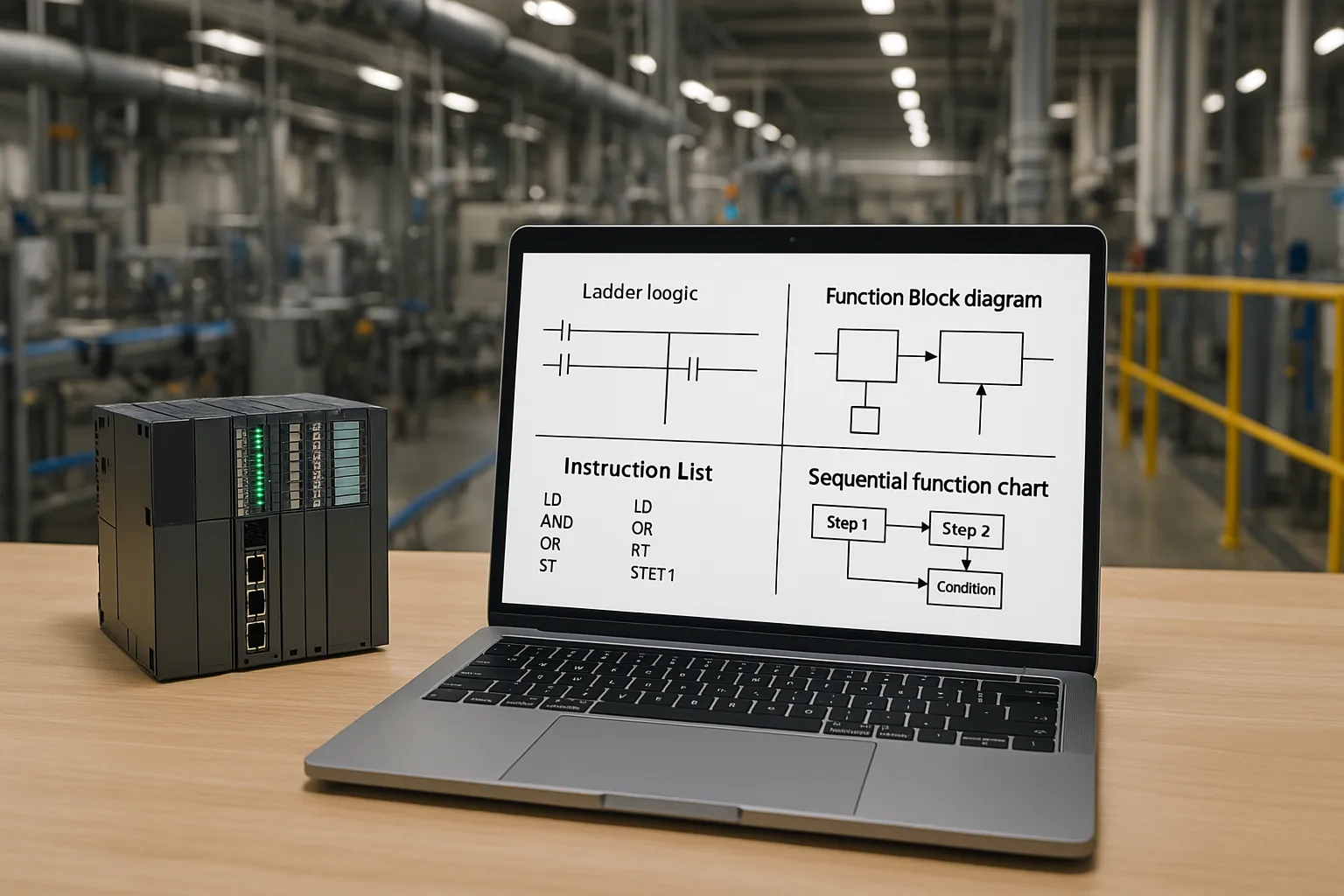 PLC industrial plant, PLC languages and software programming