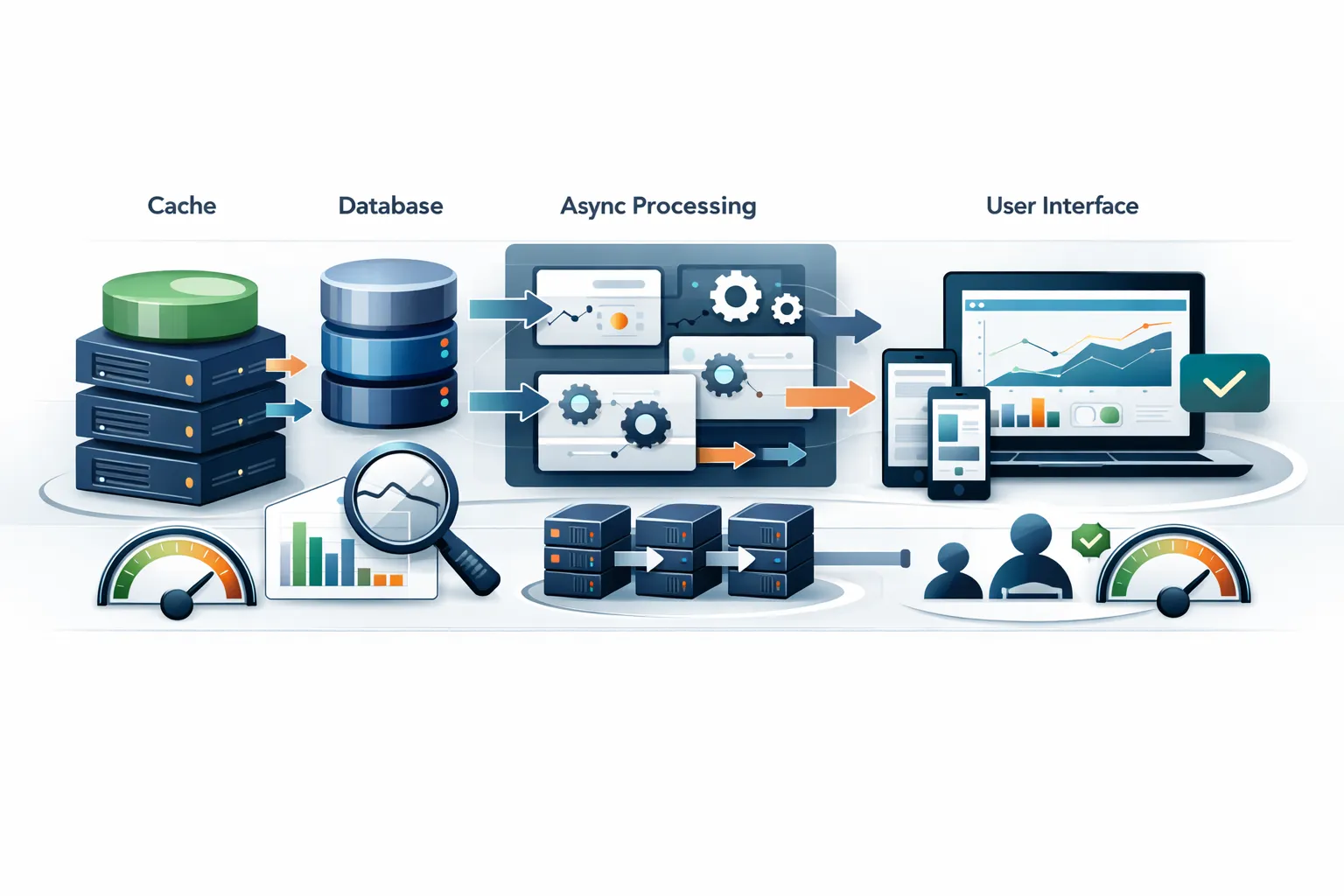 Technical dashboard on caching, optimized queries and performance monitoring in .NET.