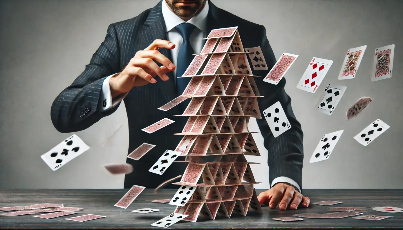 Unstable business on social networks: collapsing house of cards