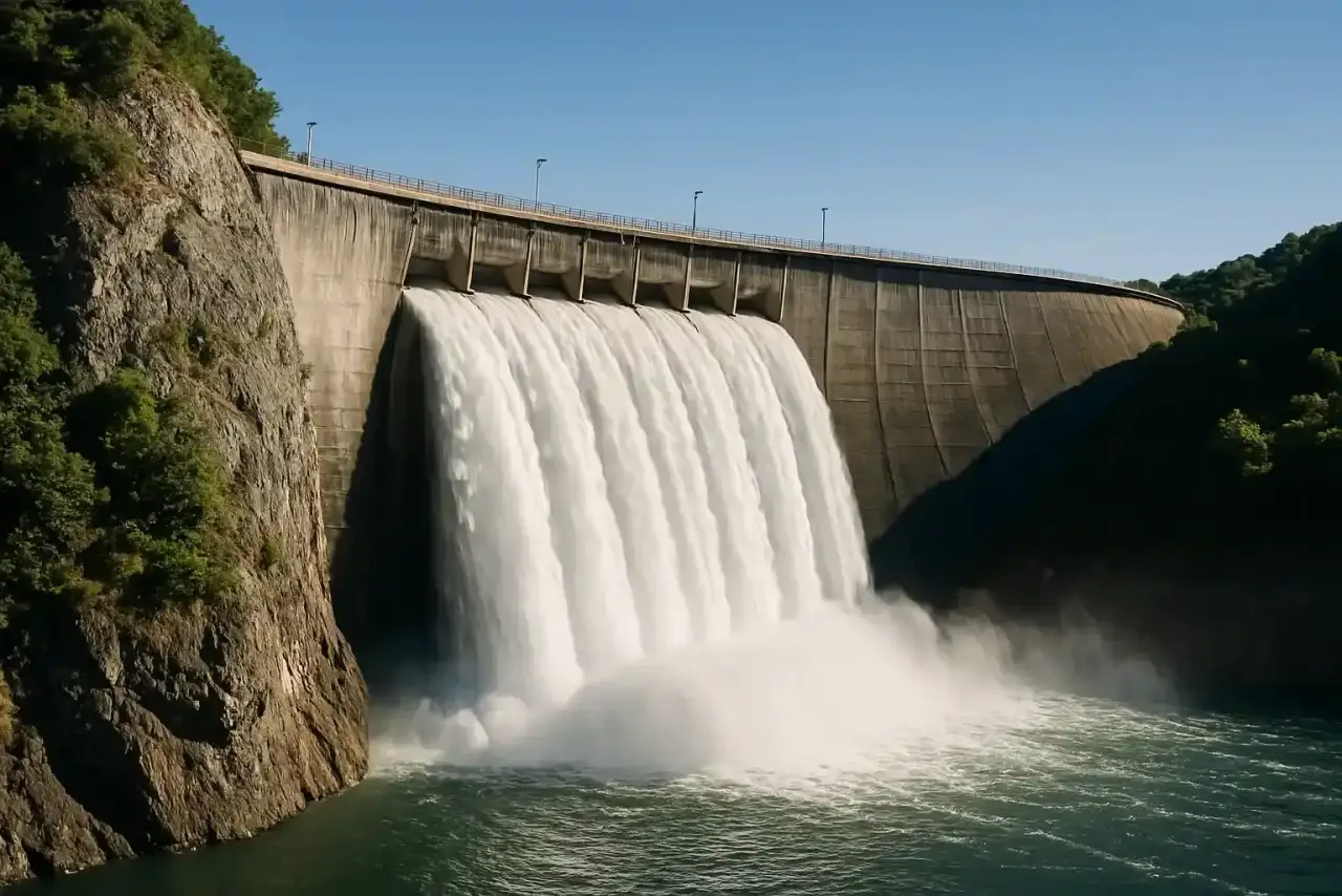 Dam symbolizing logical control, automatic testing and PLC reliability