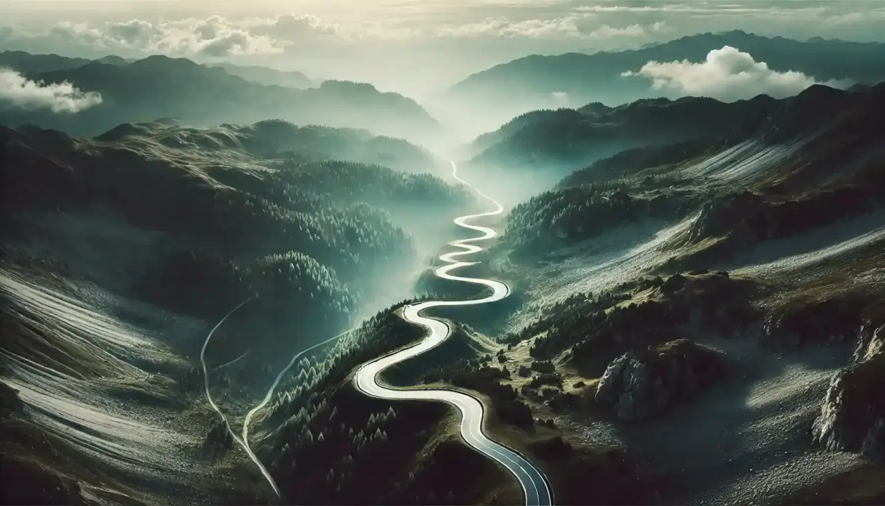 Visual Studio and TFS as strategic tools represented by curvy mountain road