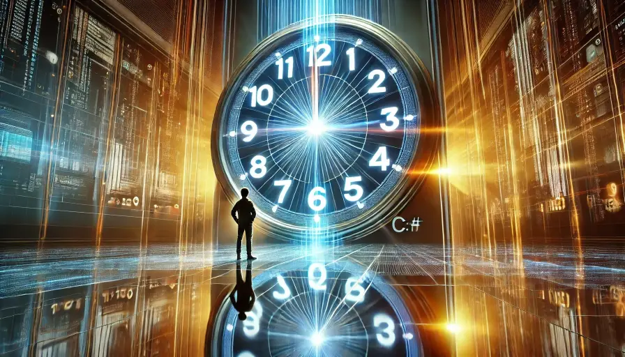 Digital clock symbol of urgency, C#, software development, professional growth